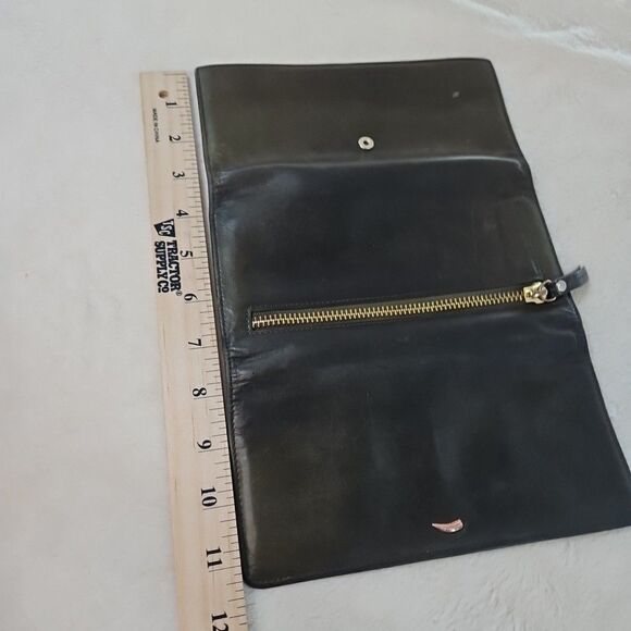 Tusk Leather Clutch Wallet Olive Green With Tan Interior  7 1/4‎ X 3 1/2 EUC - Picture 5 of 11